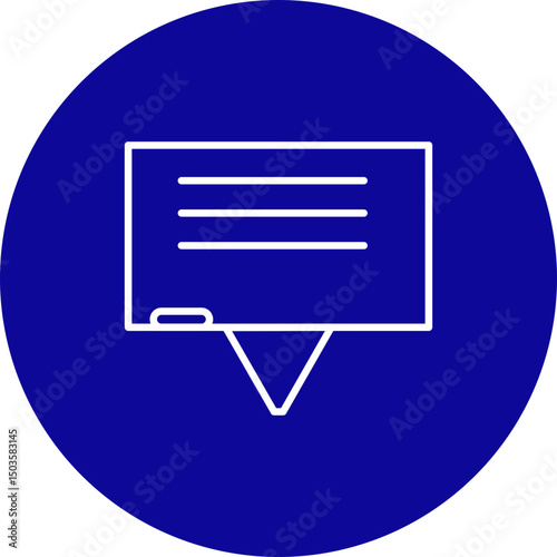 Chalkboard Vector Line Blue Circle Icon Design