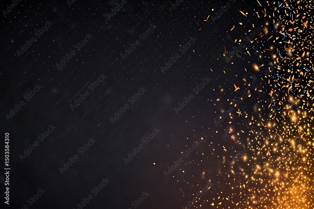 Fototapeta premium Abstract gold and blue sparks on black background