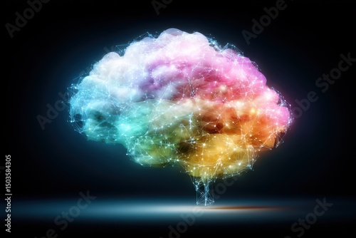 A vibrant and luminous cloud displaying a variety of colors. The focal point of the image captures the captivating glow against a dark background.