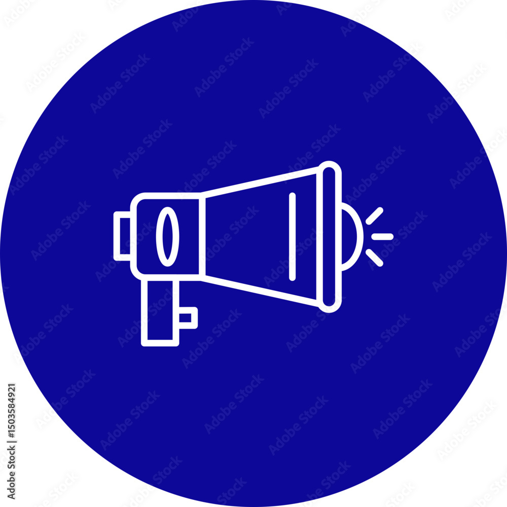 Obraz premium Megaphone Vector Line Blue Circle Icon Design