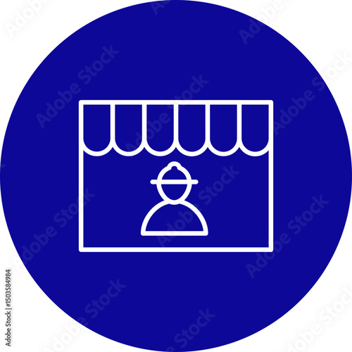 Labour Market Vector Line Blue Circle Icon Design