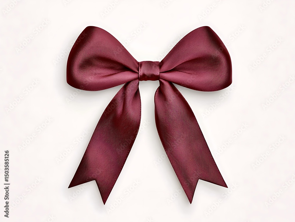Fototapeta premium Burgundy Satin Bow with Gift Wrap.