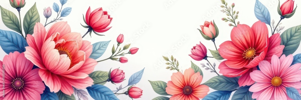 Obraz premium Intricate watercolor floral arrangement, rich hues, orange, art, vibrant