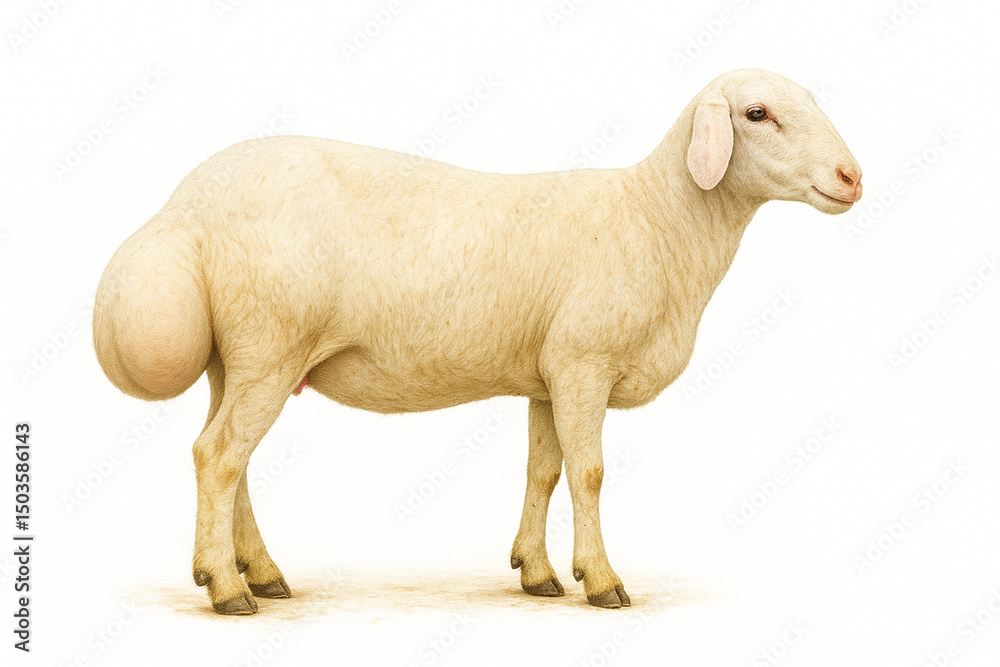 Fototapeta premium Cream colored Ram profile isolated on white background