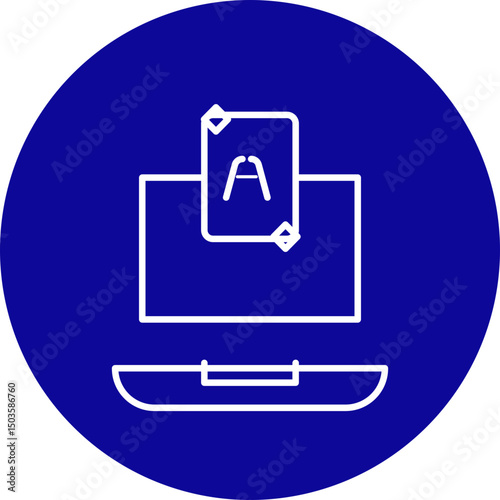 Online Gambling Vector Line Blue Circle Icon Design