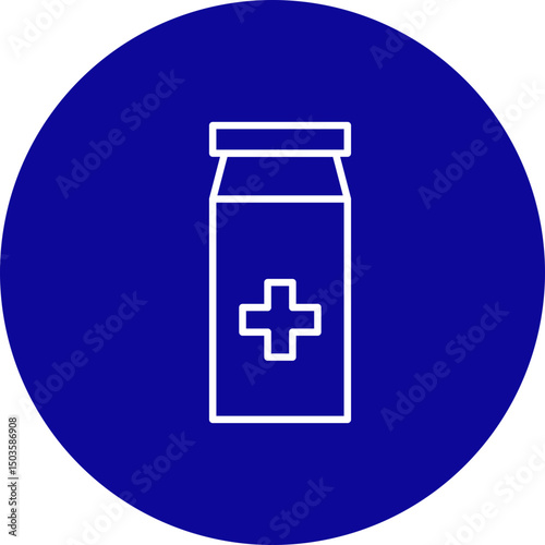 Painkiller Vector Line Blue Circle Icon Design