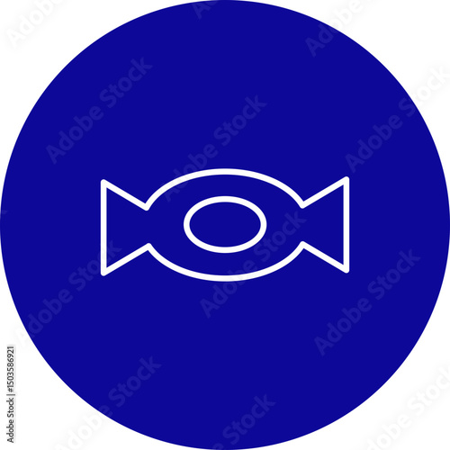 Sweets Vector Line Blue Circle Icon Design