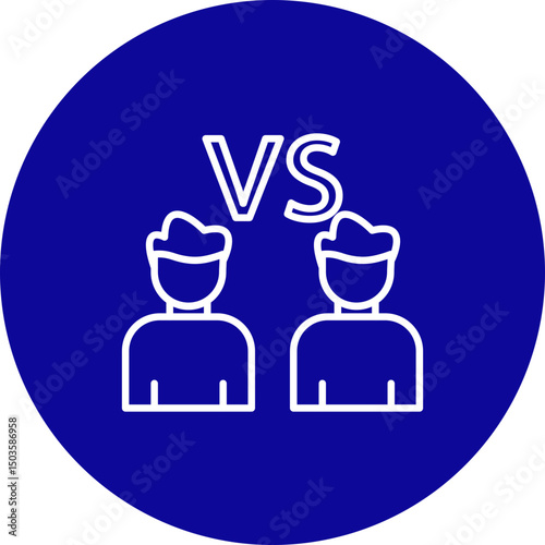 Fighting Vector Line Blue Circle Icon Design