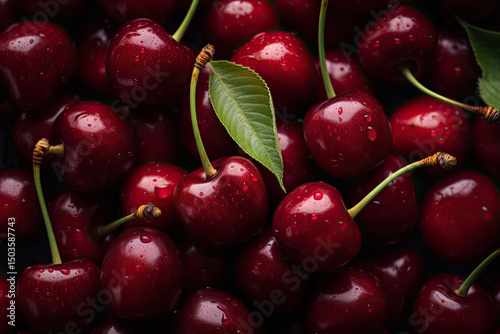 Cherries background in full frame