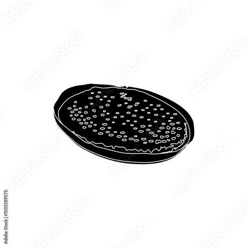 Martabak manis black fill vector illustration, a popular Indonesian whole sweet pancake, ideal for food icons, menu design, and culinary visuals.