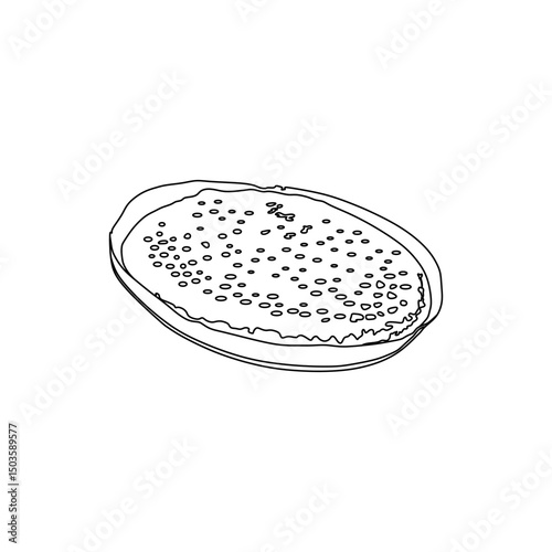 Martabak manis outline vector illustration, a popular Indonesian whole sweet pancake, ideal for food icons, menu design, and culinary visuals.
