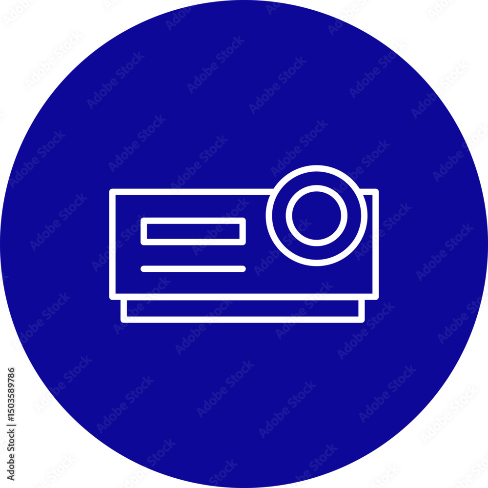 Projector Vector Line Blue Circle Icon Design Projector Vector Line Blue Circle Icon Design