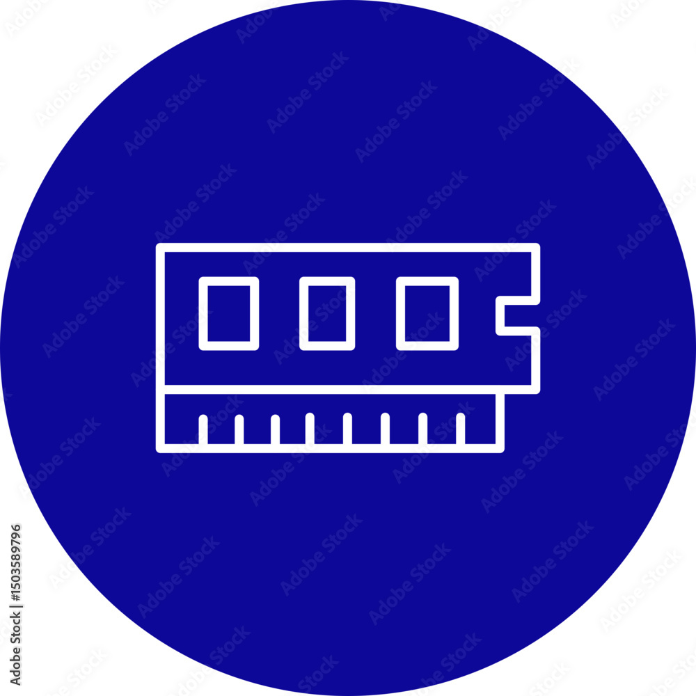 Ram Vector Line Blue Circle Icon Design Ram Vector Line Blue Circle Icon Design