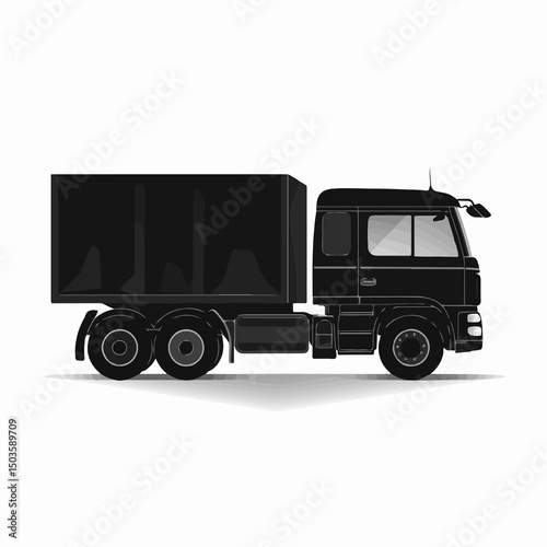 Powerful Black Cargo Truck Transportation and Logistics Vector Illustration