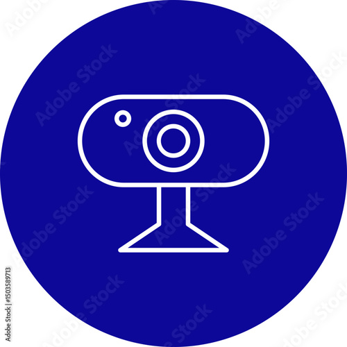 Web Cam Vector Line Blue Circle Icon Design