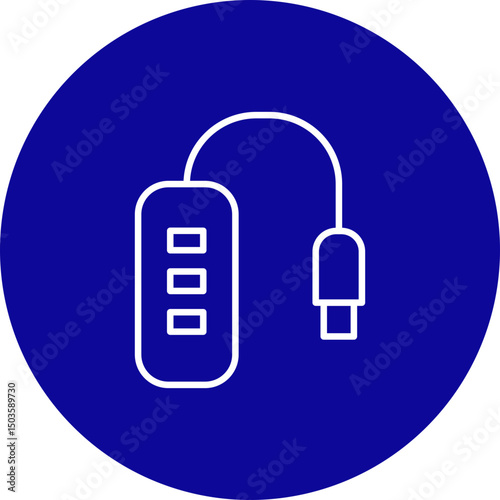 Usb Hub Vector Line Blue Circle Icon Design