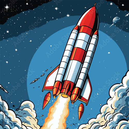 rocket vector art comic style for design needs