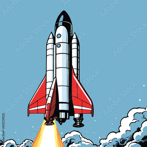 rocket vector art comic style for design needs