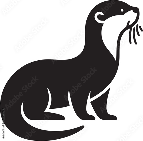 Minimalist Black and White Otter Illustration for Designers