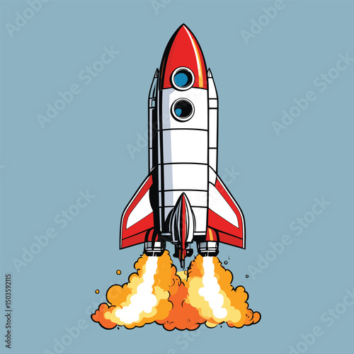 rocket vector art comic style for design needs