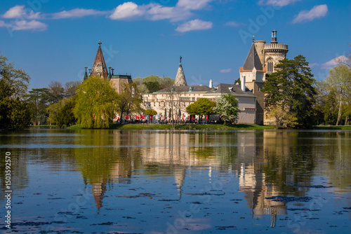 Laxenburg castle imperial palace outside Vienna, in the town of Laxenburg owned in equal parts by Vienna and Lower Austria. Burg Franzensburg Castle in Schlosspark Laxenburg in Austria near Vienna
