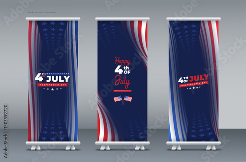4th of July roll up banner | United States Independence Day roll up banner | Fourth of July pull up banner, or x banner print template	