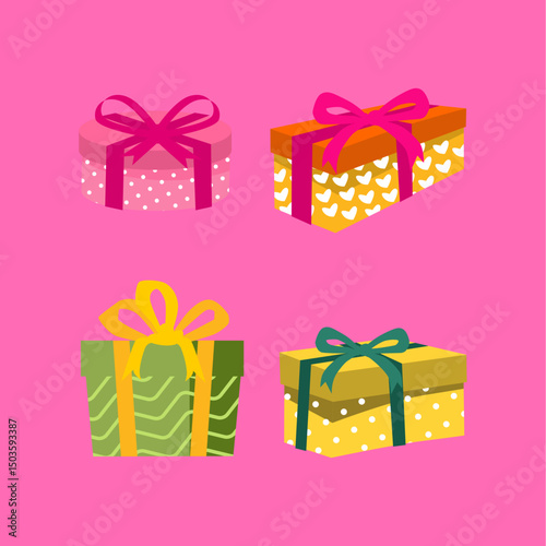 Present icon gift birthday. Gift box icon set. Flat style. Vector eps	