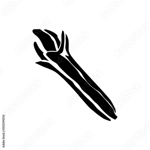 Clove vector icon with black fill style. Perfect for Eid kitchen spices, herbal illustrations, or food design. Editable EPS included.