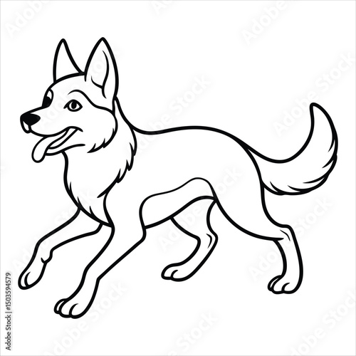 Line Art Vector illustration of a German Shepherd Dog
