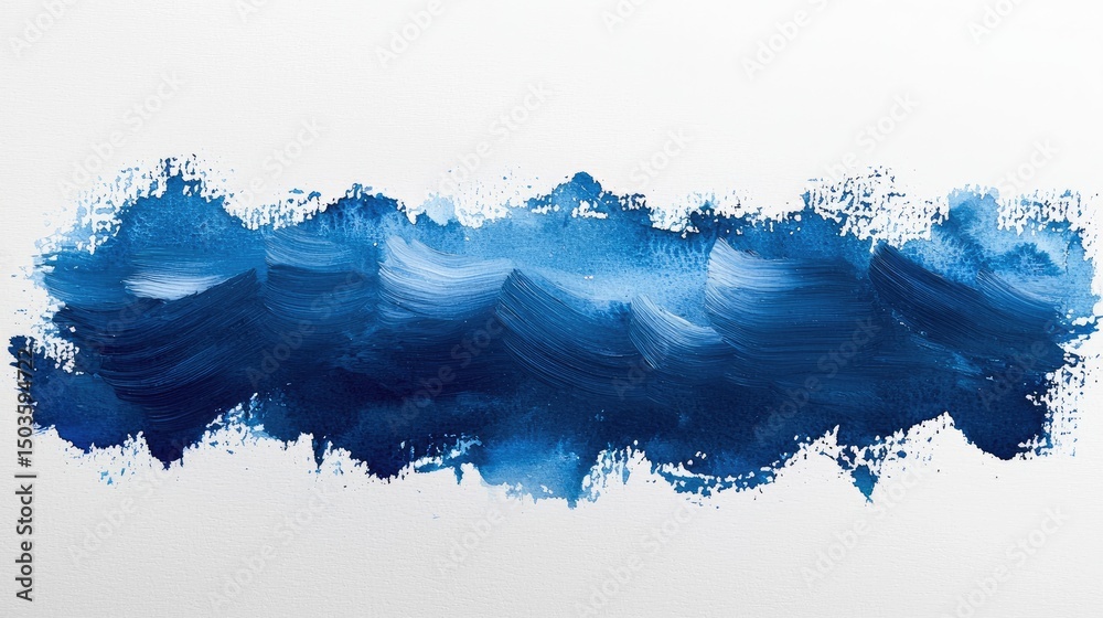 Obraz premium Abstract painted brushstroke design in shades of deep blue.