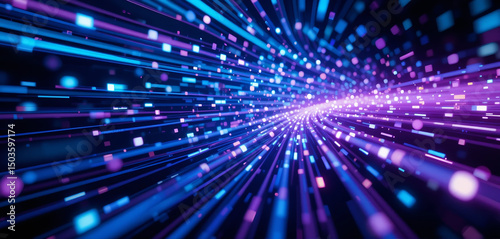 Big Data Streaming in Fiber Optic Network – Fast Internet Transfer Technology, Cloud computing transfer big data on internet. futuristic digital ai technology.