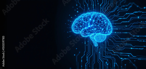 Artificial Intelligence Brain Uploading to Cloud – Futuristic Big Data Concept, Cloud computing transfer big data on internet. futuristic digital ai technology.
