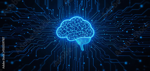 Artificial Intelligence Brain Uploading to Cloud – Futuristic Big Data Concept, Cloud computing transfer big data on internet. futuristic digital ai technology.