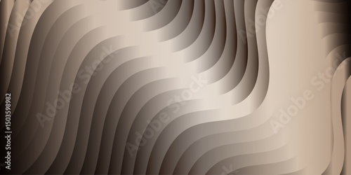 Abstract beige and brown layered wavy pattern with varying shades and gradient transitions design minimalist smooth modern wavey gradient background.