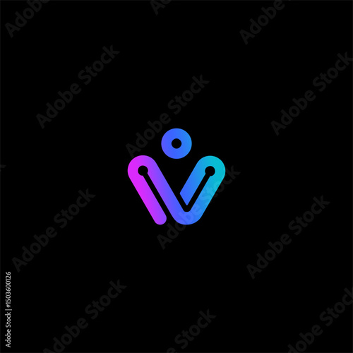 Modern letter V tech or V digital logo concept vector icon
