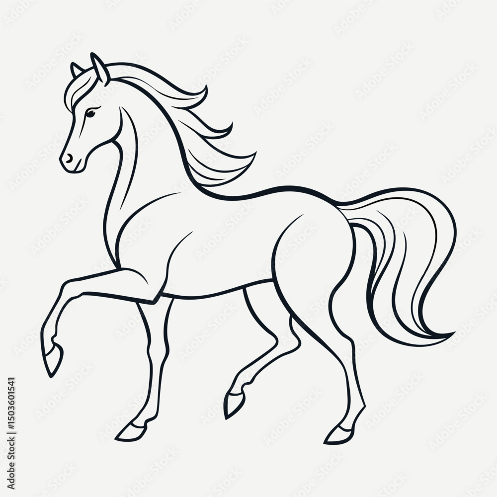 Obraz premium Horse Line Art Vector