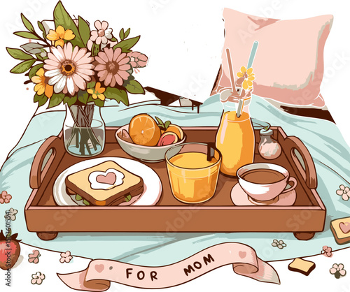 Mother's Day Breakfast in Bed: Illustrated Tray of Treats