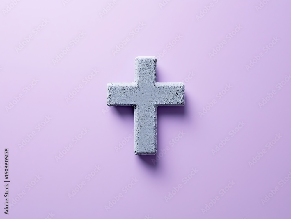 Obraz premium Gray Stone Cross for Lavender Background.