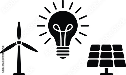 Sustainable energy sources depicted with a lightbulb symbolizing clean energy generation