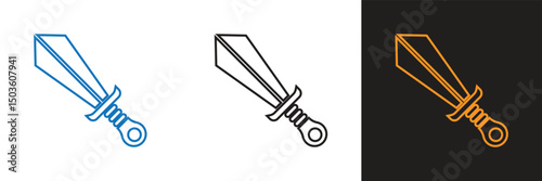 War sword line design icon on white background. War sword illustration icon