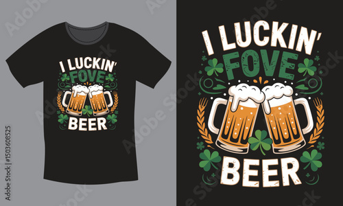 St Patrick's Day T-shirt with Beer and Shamrocks