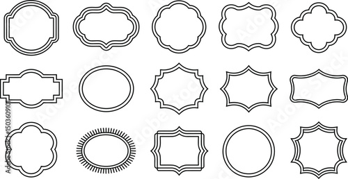 Collection of elegant vintage border frames in diverse shapes for decorative design elements