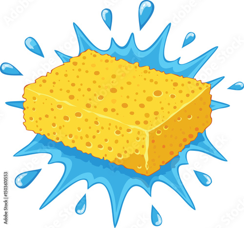 sponge with splash water vector
