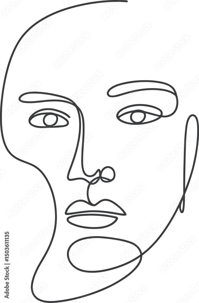 Fototapeta premium Minimalist one line drawing of a female face depicting modern beauty and elegance