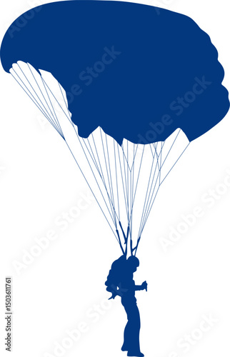 Paragliding in the sky. paraglider silhouette vector. Parashoot jump