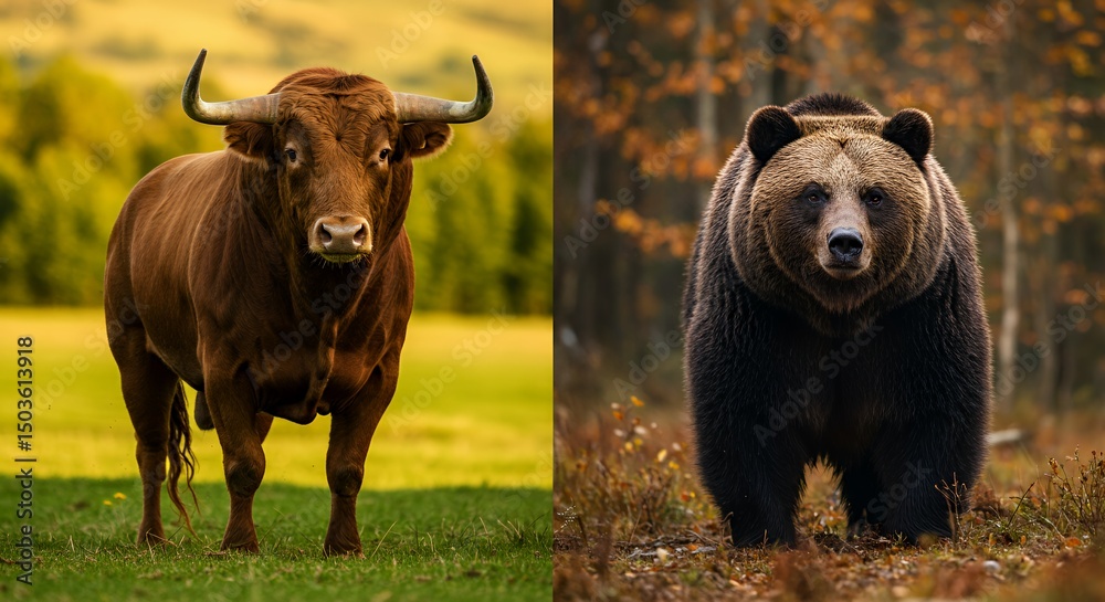 Fototapeta premium Bull and Bear: A Symbol of Market Forces