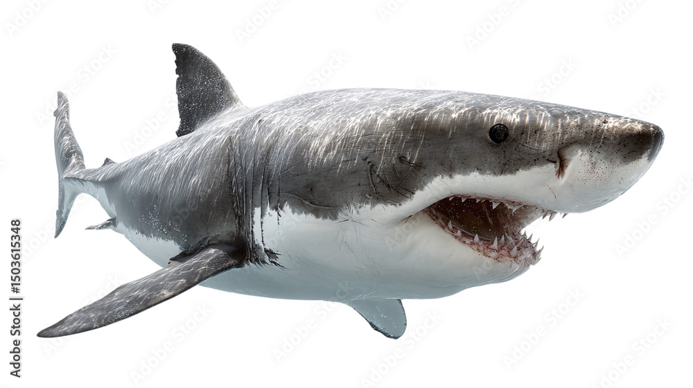 Fototapeta premium Great white shark image isolated on transparent background