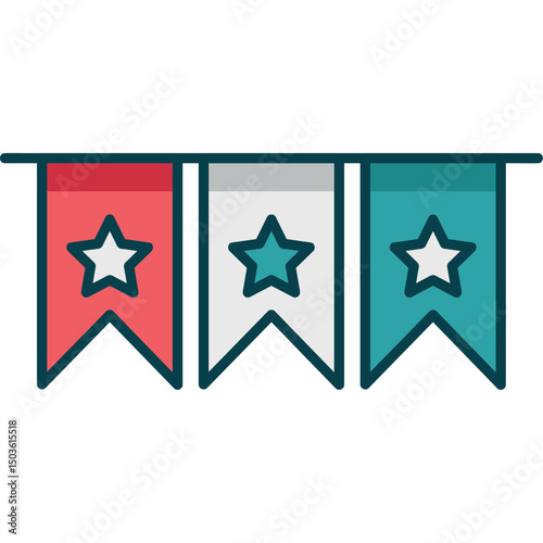 Flat Style USA Party Decorations for a Patriotic Celebration