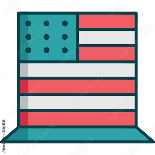 Flat Design Vector of Patriotic USA Hat Icon