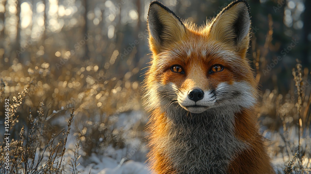 Fototapeta premium Red fox in winter forest